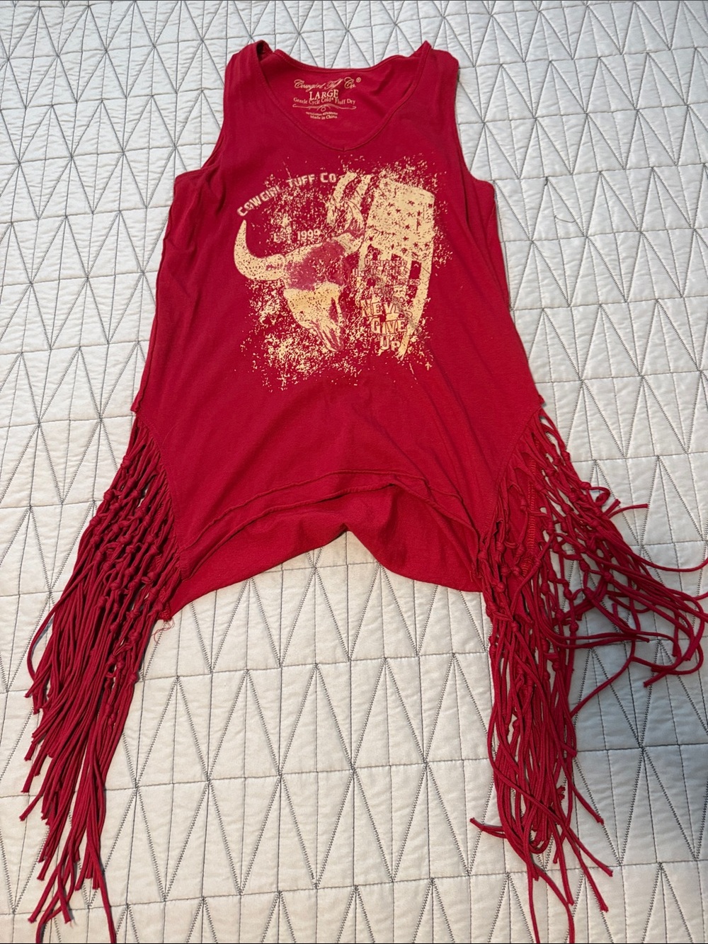 Cowgirl Tuff Red Fringe Graphic Tank